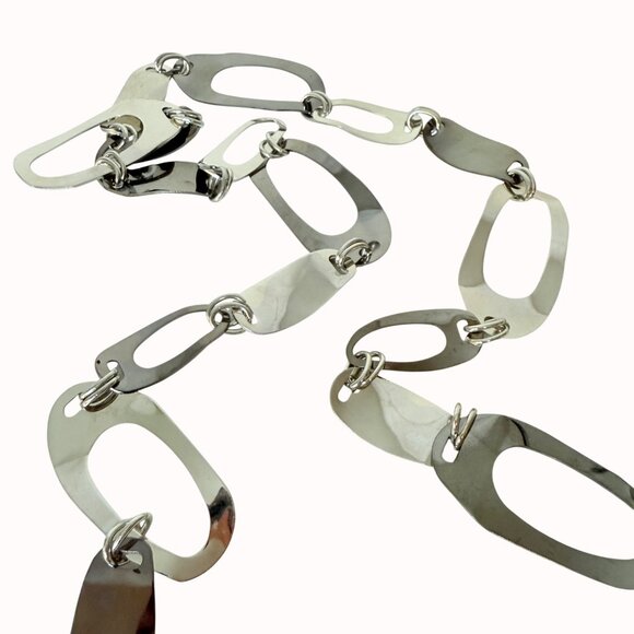 Cj Banks Link Chain Belt Silver Tone Size 2X/3X Edgy Statement Waist Accessory - Picture 7 of 15